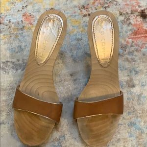 Wood soles shoes , leather up